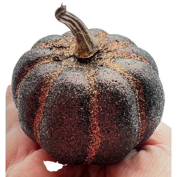 Lot of 10 Small Squash Pumpkins Sugared Glitter 10 Pcs Autumn Fall Thanksgiving - Picture 9 of 10